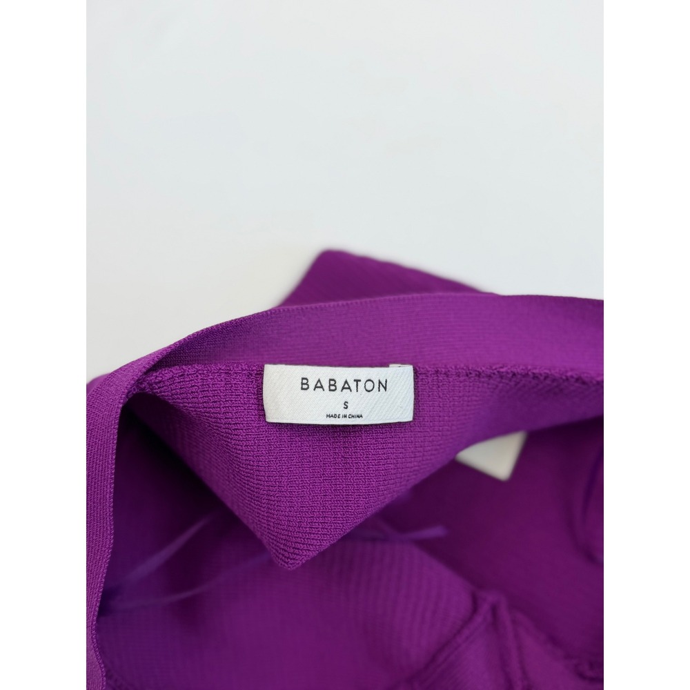 Babaton Sculpt Knit Halter Top Purple V-Neck Ribbed‎ Cropped Tank Small - Picture 3 of 8